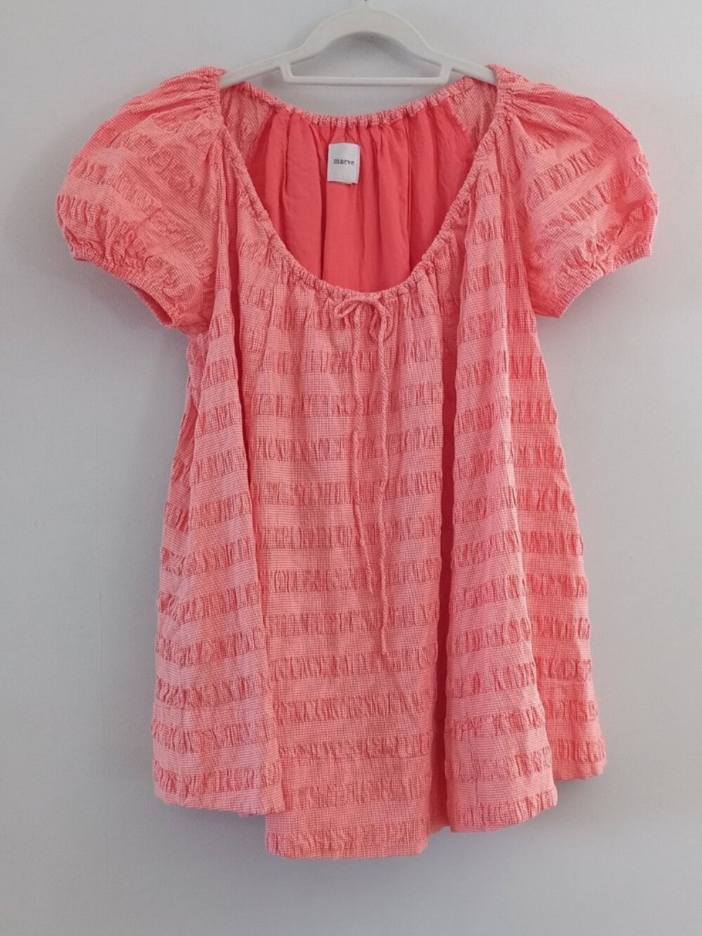 Anthropologie Coral Pink Textured Mini Dress